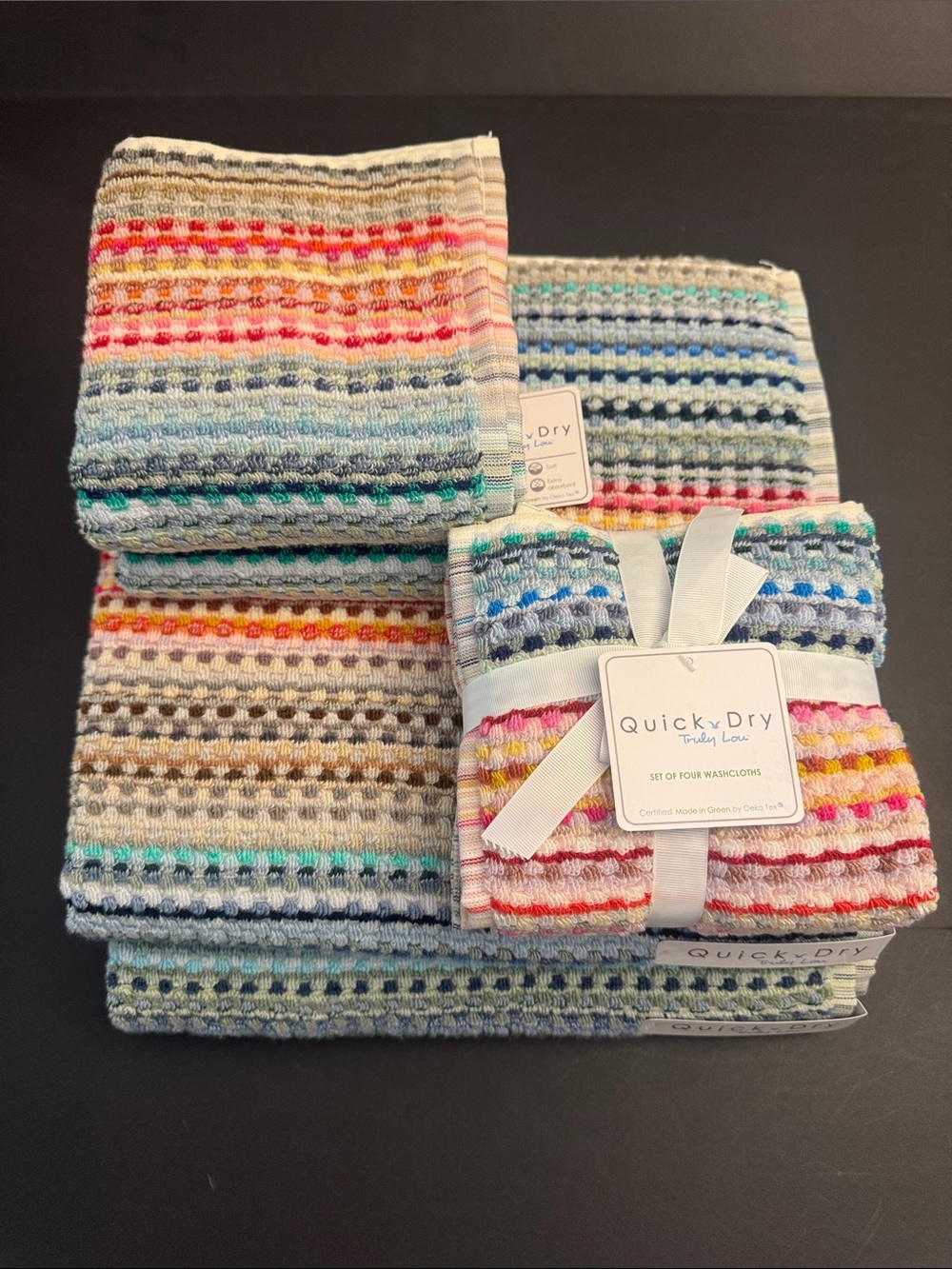 8pc TRULY LOU Quick Dry Zero Twist Cotton Bath Towel Set -Multi